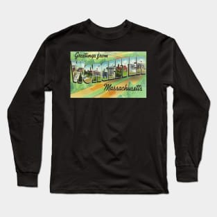 Vintage Greetings from Worcester Massachusetts Postcard Long Sleeve T-Shirt